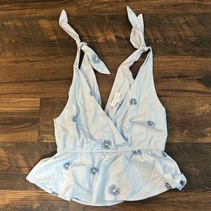 Peplum blue flower top NWT